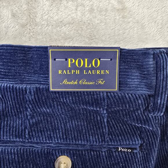NWT Polo Ralph Lauren Men's Pants 32 x 30 Navy Blue Corduroy Stretch Classic Fit - Picture 8 of 14